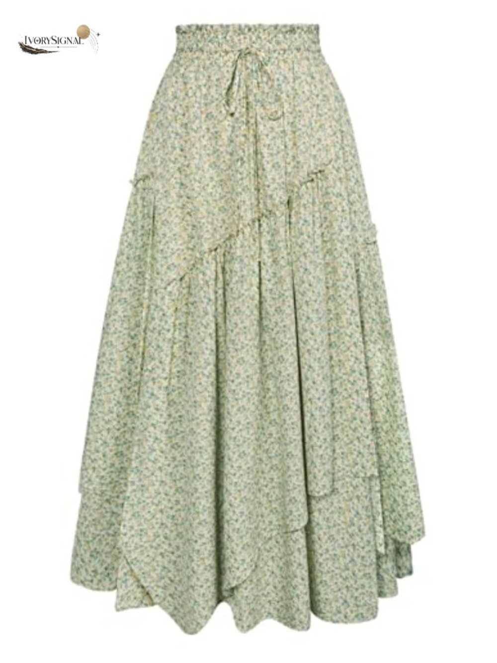 Women Floral Maxi Skirt Elastic Waist A-Line Tiered Flowy Boho Long